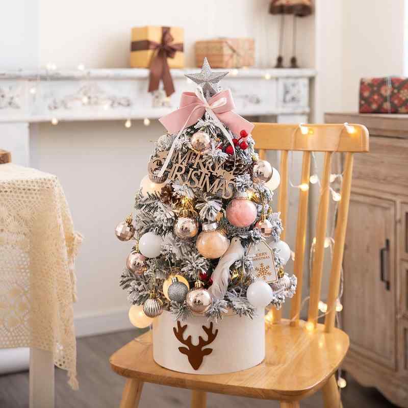 クリスマスツリー ピンク系 卓上 ミニサイズ LEDライト付き PVC製 ギフト 45cm 60cm