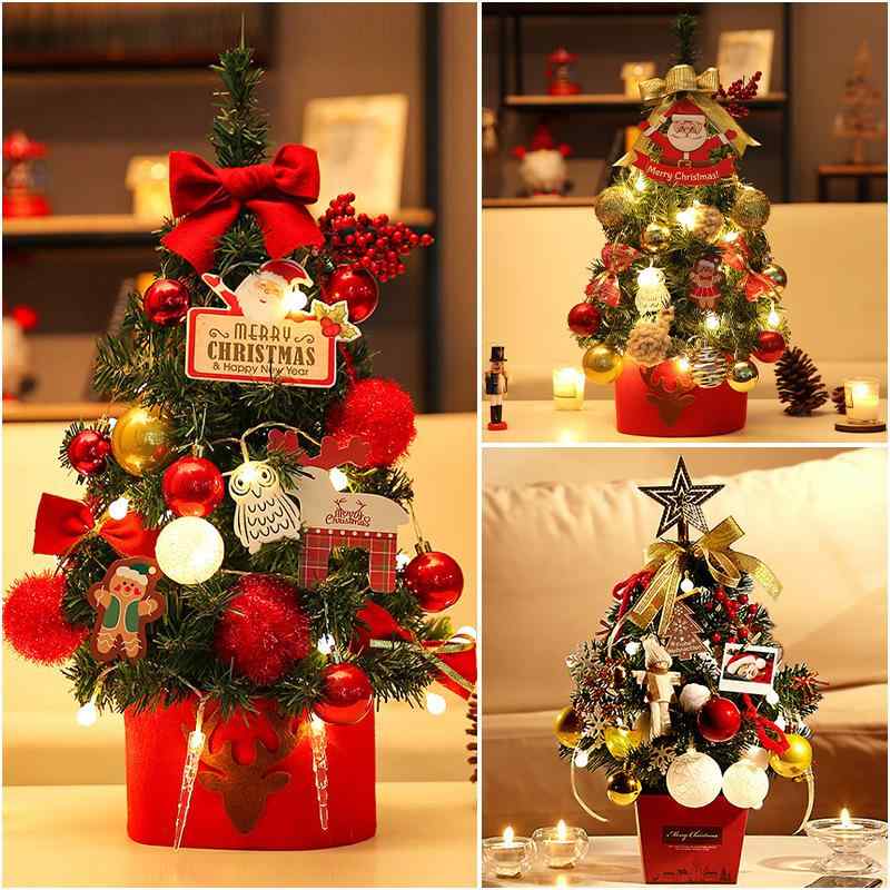 クリスマスツリー ミニ 卓上 飾り オーナメント セット ピンク ベージュ ゴールド レッド シルバー 木製 高 60cm