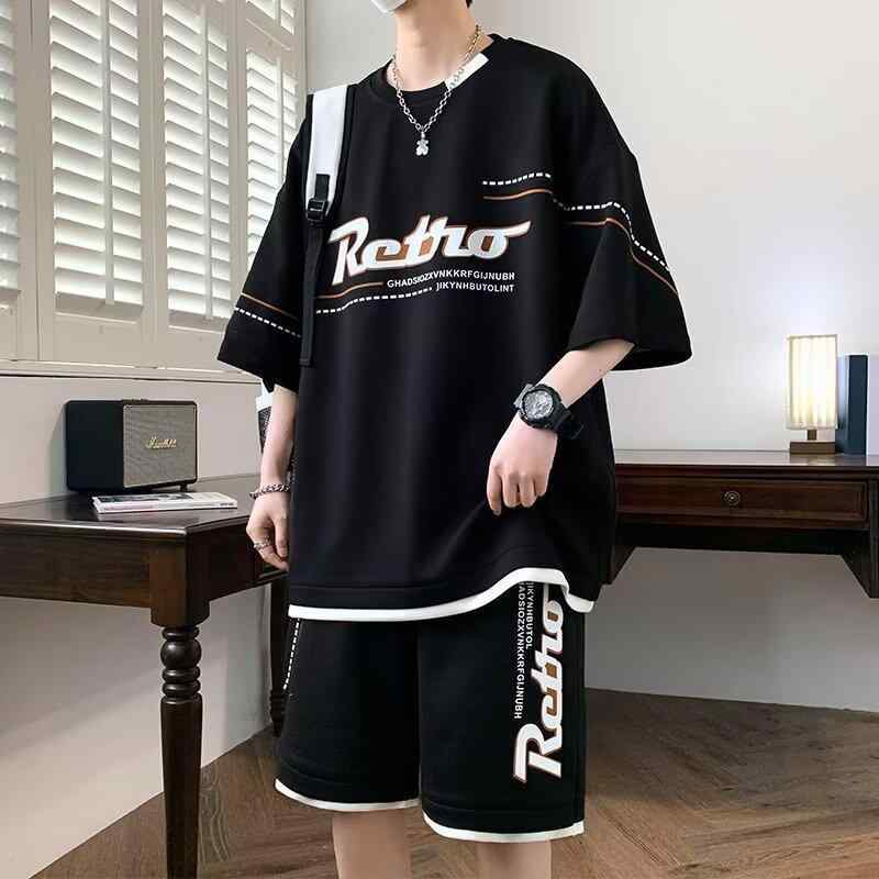 セットアップ メンズ カジュアル 半袖 Tシャツ ハーフパンツ 上下 2点 接触冷感 吸湿速乾 ルームウェア 部屋着 普段使い アウトドア 春夏 秋冬