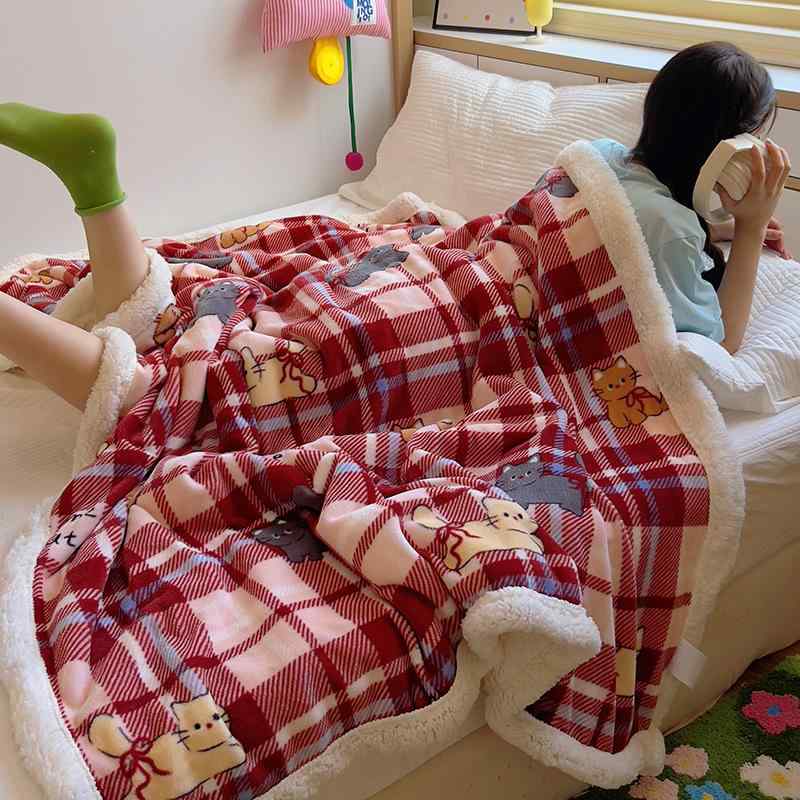 ベビー キッズ 毛布 厚手 あったか 秋冬 ブランケット ひざ掛け ショール 羊羔 ラム ウール オフィス お昼寝 かわいい テディベア アニマル柄 70cm 100cm 150cm 200cm