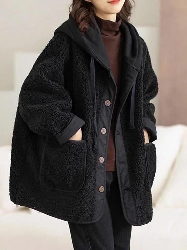 ジャケット レディース 野球服風 羊毛風 アウター 春秋冬 中長丈 厚手 フード付き ポリエステル 普段使い ストリート カジュアル コーヒー色 白色 ブラック