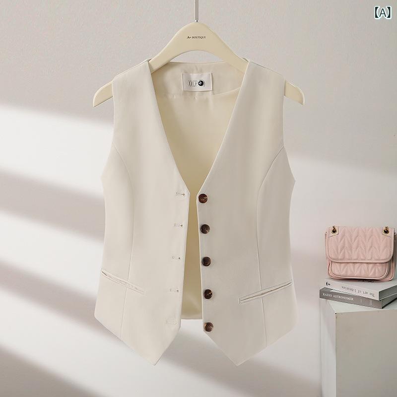 限りない レディース 春夏 韓国風 ゆったり アウター ノースリーブ 背広襟 色彩設計 M L XL 2XL 3XL 4XL 連合王国風 ポリエステル