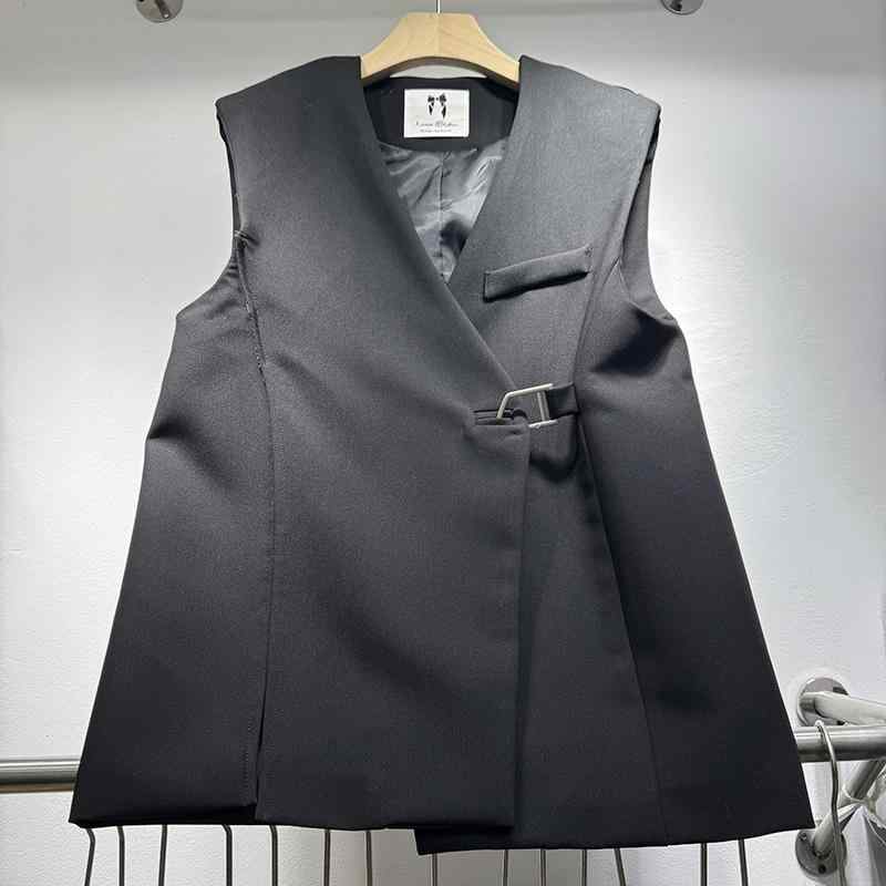 レディース 限りない 黒いこと ポリエステル Vのど頚 金属元素名取り草 ゆったりめ 心地よい 通い 事務所 韓国流行り物