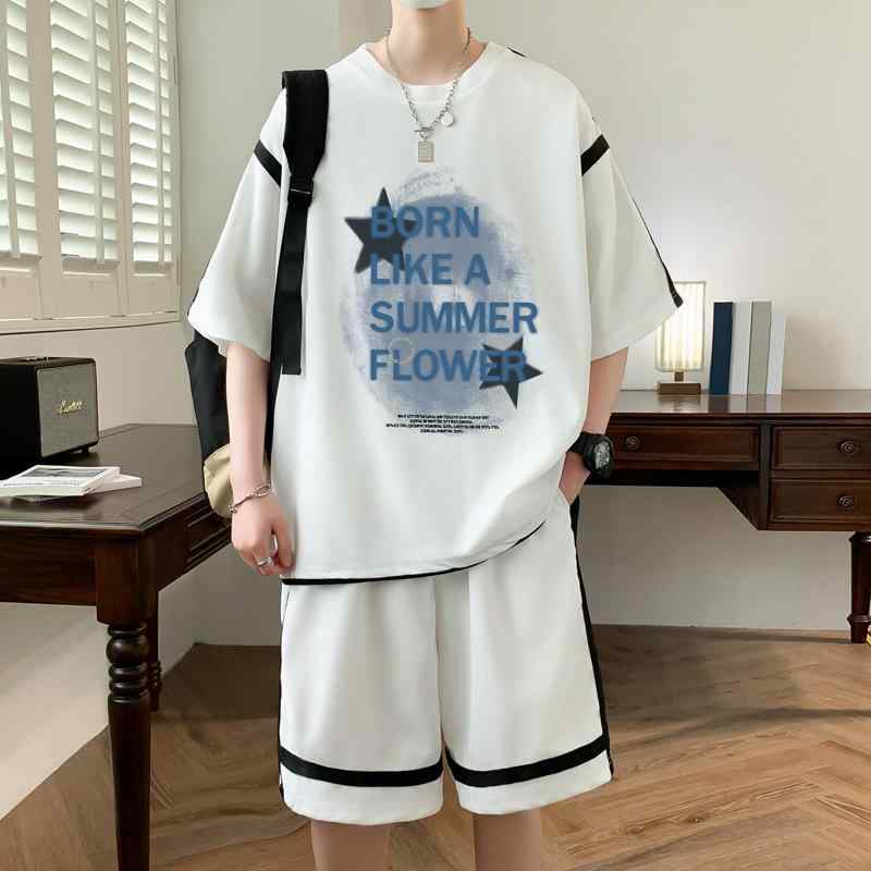 メンズ スポーツウェア 上下セット Tシャツ 短パン ポリエステル 運動着 男性用 普段使い ブラック ホワイト ベージュ 大きいサイズ 4,637円