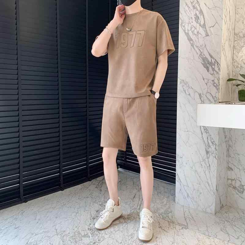 メンズ Ｔシャツ ショートパンツ セットアップ 男性用 上下セット ５分丈パンツ ハーフパンツ 部屋着 普段使い 墨グリーン ダークグレー ブラック カーキ ポリエステル