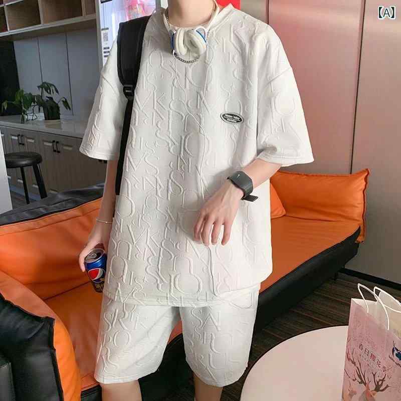 Tシャツ 男性用 ワッフル 半袖 薄手 ゆったり リラックス ウェア カジュアル スポーティー 春夏 ポリエステル ホワイト グレー ブラック