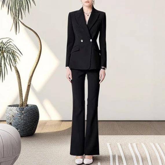 レディース スーツ セットアップ ブラック フォーマル 仕事着 事務服 パンツスーツ 長袖 形態安定 無地 ビジネス オフィス 通勤 OL 面接 春夏秋冬