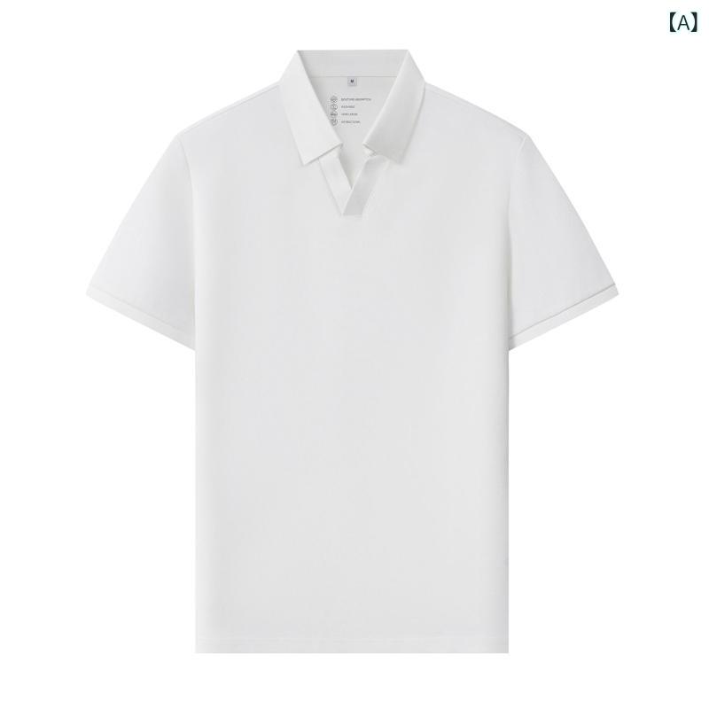 ポロシャツ 男女兼用 半袖 リブ編み コットンブレンド 接触冷感 無地 Vネック S M L XL XXL 3XL 4XL 5XL ホワイト ブラック グレー ネイビー ピンク グリーン レッド ブルー
