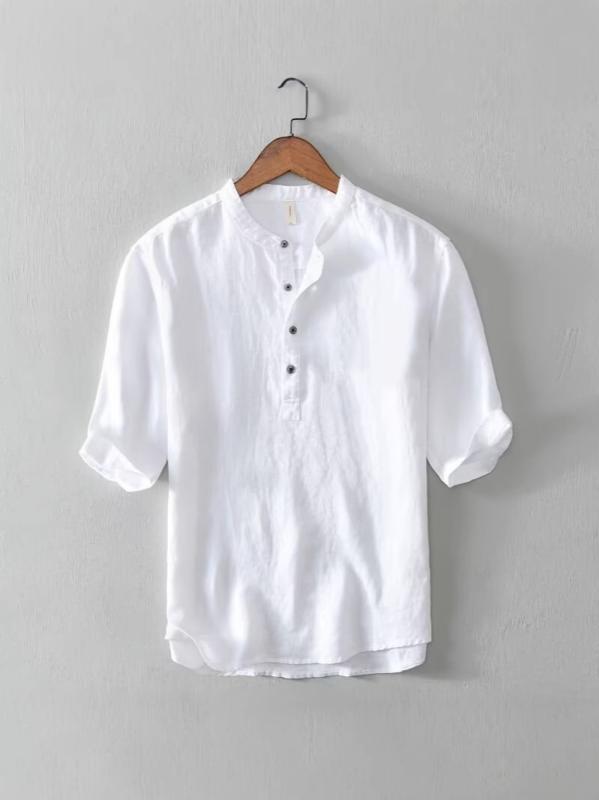 Tシャツ メンズ 男性用 半袖 綿麻 カジュアル トップス 中国風 ルーズ 薄手 通気性 ホワイト ブラック 大きいサイズ