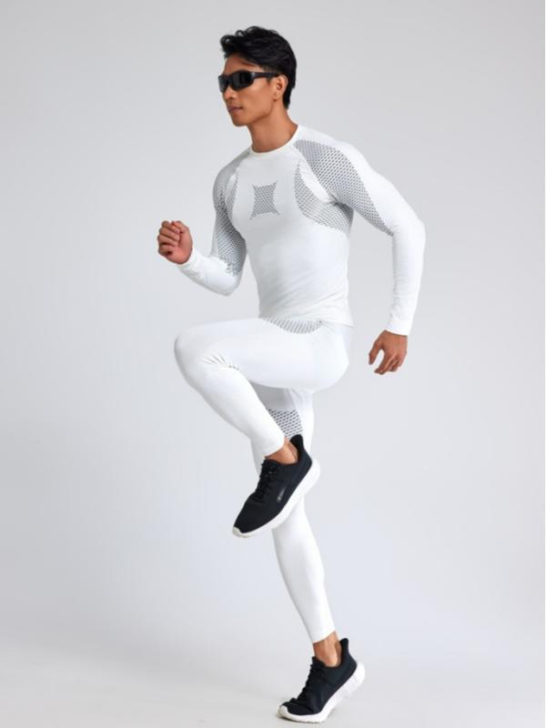 メンズ インナー 上下セット 男性用 ラウンドネック 運動着 長袖 Tシャツ ロングパンツ スキー ランニング サイクリング 暖かい 保温性