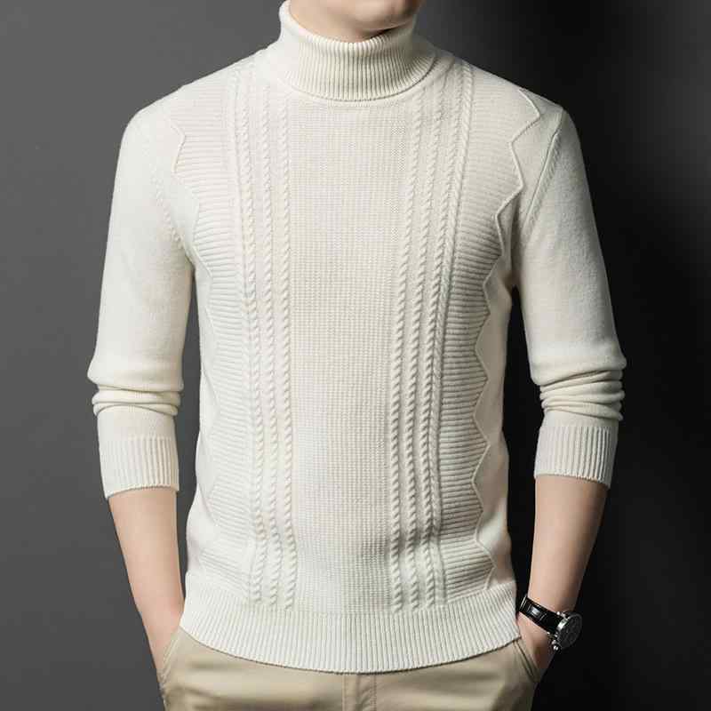 ニット メンズ 男性用 ウール セーター タートルネック 秋冬 韓国風 厚手 インナー トップス プルオーバー 長袖 無地 高弾性 グレー ブラック ホワイト