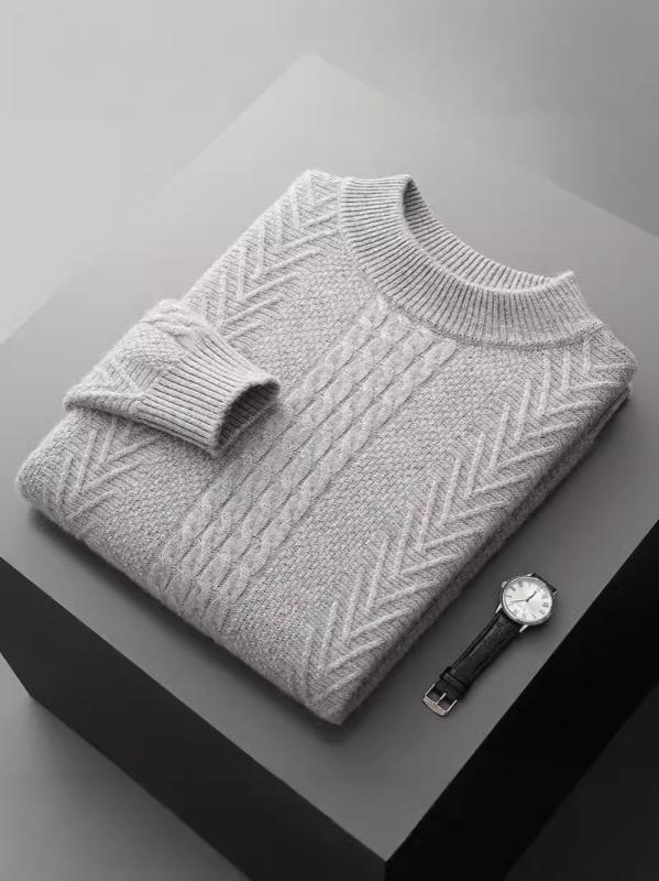 セーター メンズ 男性用 秋冬 厚手 ラウンドネック プルオーバー ウール ニット 羊毛 カシミヤ 大きいサイズ トップス インナー ビジネス 普段使い 通勤