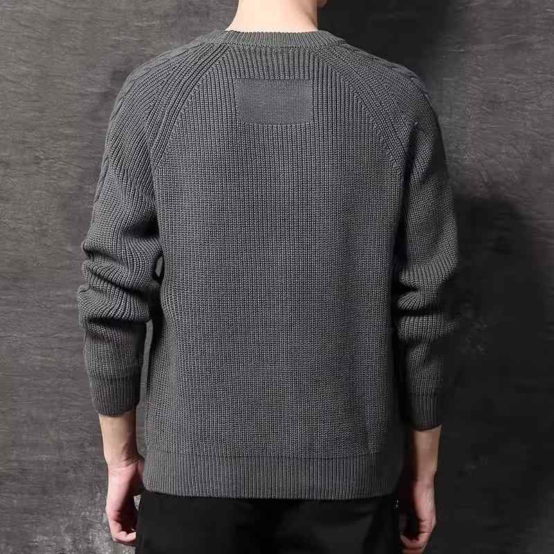 ニット メンズ 男性用 秋冬物 潮 ブランド 黒 ニットトップス ケーブル編み ゆったり 大きいサイズ クルーネック