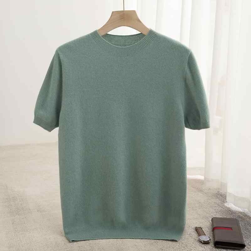 ニット メンズ 男性用 半袖セーター 羊毛100% ウール トップス 丸首 大? リブ裾 軽量 伸縮性 秋冬 スポーツ 普段使い 部屋着 藏藍色