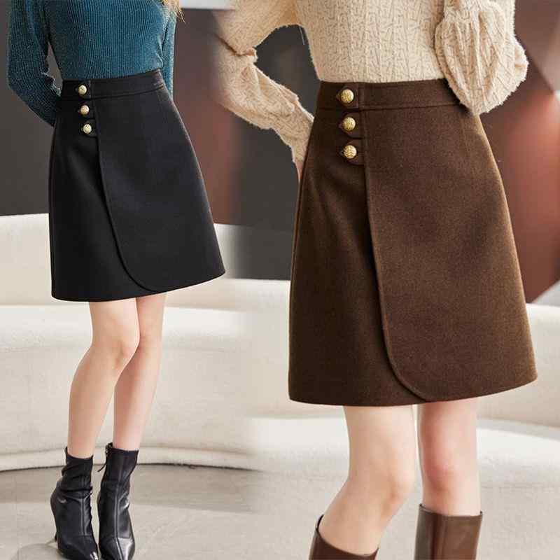 スカート レディース 秋冬 Aラインスカート ミニスカート コーヒー色 黒 高見え ポリエステル 美ライン スタイルアップ 着痩せ効果 普段使い お出かけ