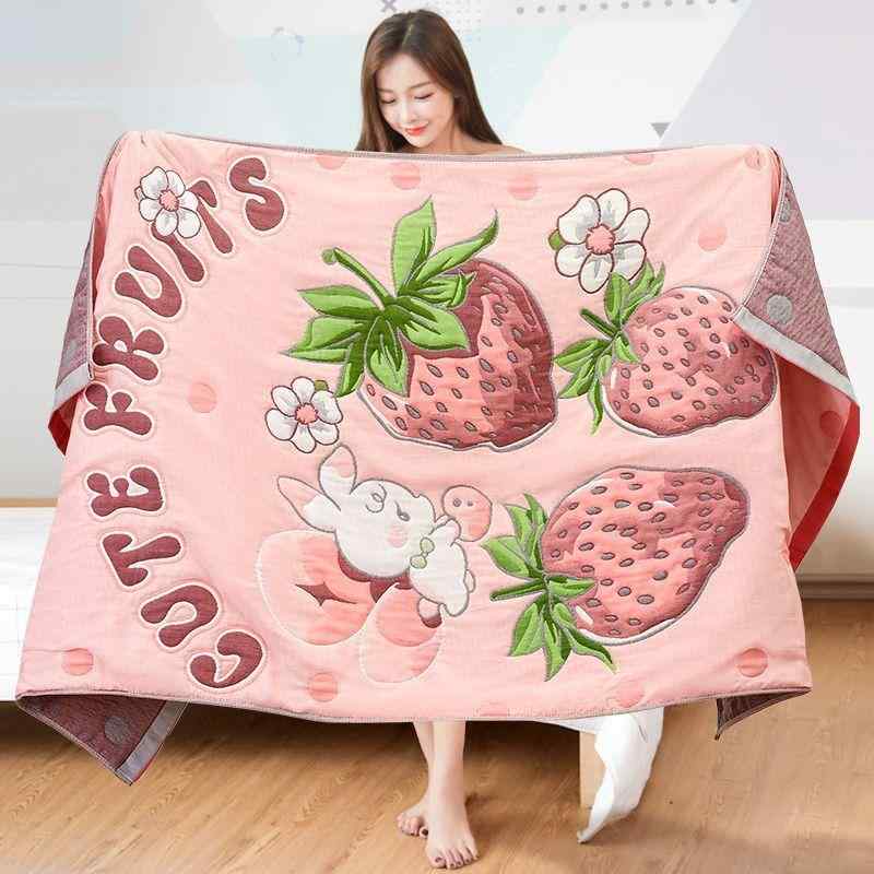バス用品 浴巾 ガーゼ コットン 大判 厚手 吸水 速乾 柔らかい 肌触り が良い お風呂 プール 海水浴 子供 大人 かわいい イチゴ 登山 象 サボテン