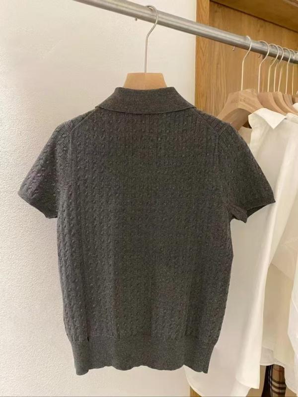 Tシャツ レディース 半袖 ポロシャツ 絞り染め 刺繍 刺・墸 薄手 コットン トップス 通勤着 オフィスカジュアル 春夏 水色 黄色 グレー ブラウン