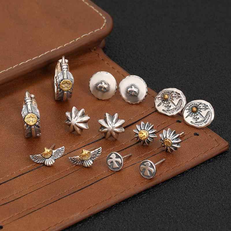 ピアス 男女兼用 インディアン 羽 フェザー モチーフ シルバー925 ヴィンテージ風 メンズ レディース ユニセックス アクセサリー