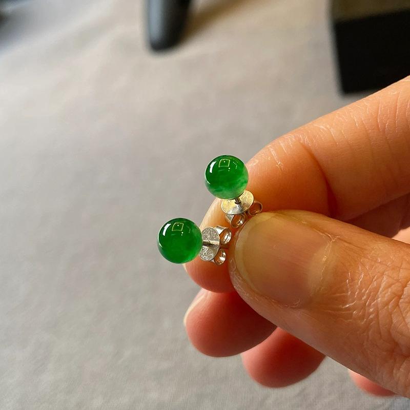 ピアス レディース メンズ シルバー925 天然石 翡翠 ジェダイト 一粒 小さめ シンプル イヤリング アクセサリー オリジナル デザイン