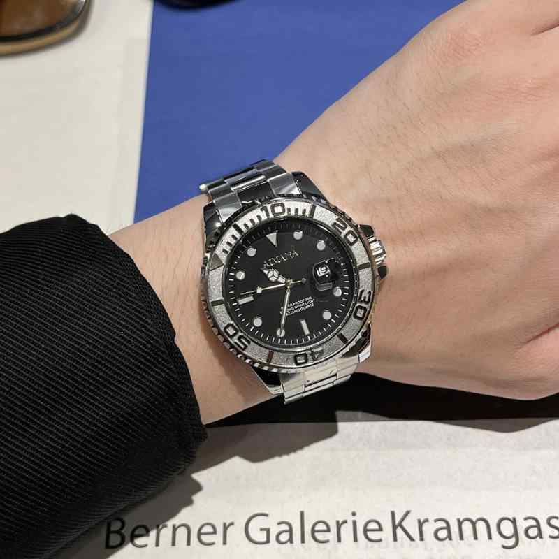 腕時計 メンズ 男性用 夜光 カレンダー ステンレス スチール クォーツ アナログ 防水 ビジネス 普段使い シルバー ブラック ブルー ゴールド