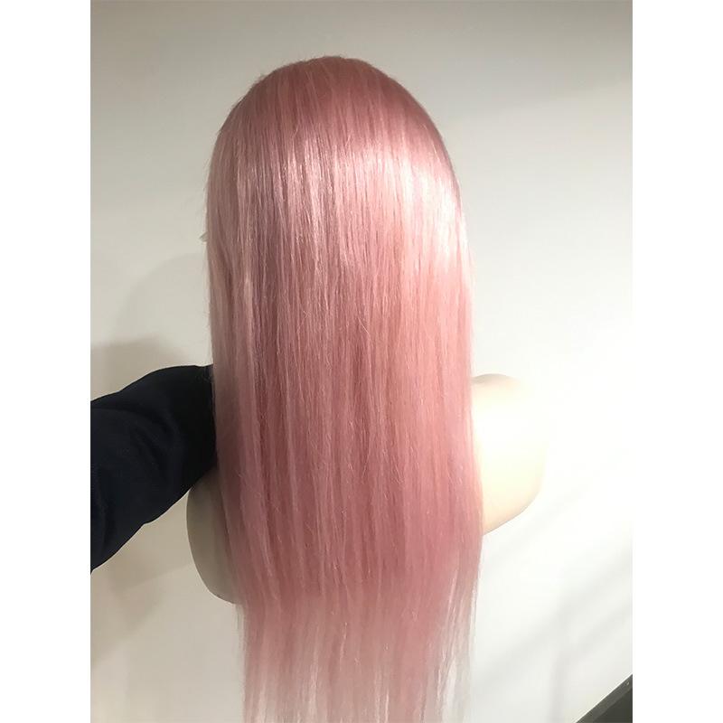 ウィッグ 女性用 レース 13x4 ストレート ローズゴールド 桜色 ピンク 真人髪 ロング