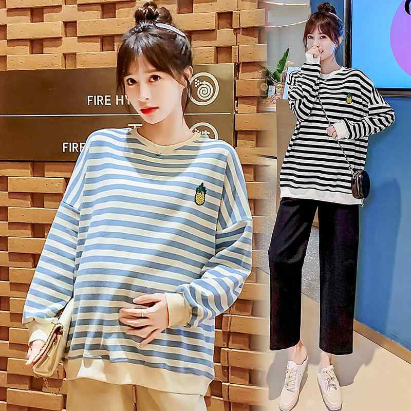 授乳服 レディース 秋物 スウェット 大きめサイズ 横開き 産後 ファッション マタニティウェア ブルー ブラック M L XL XXL