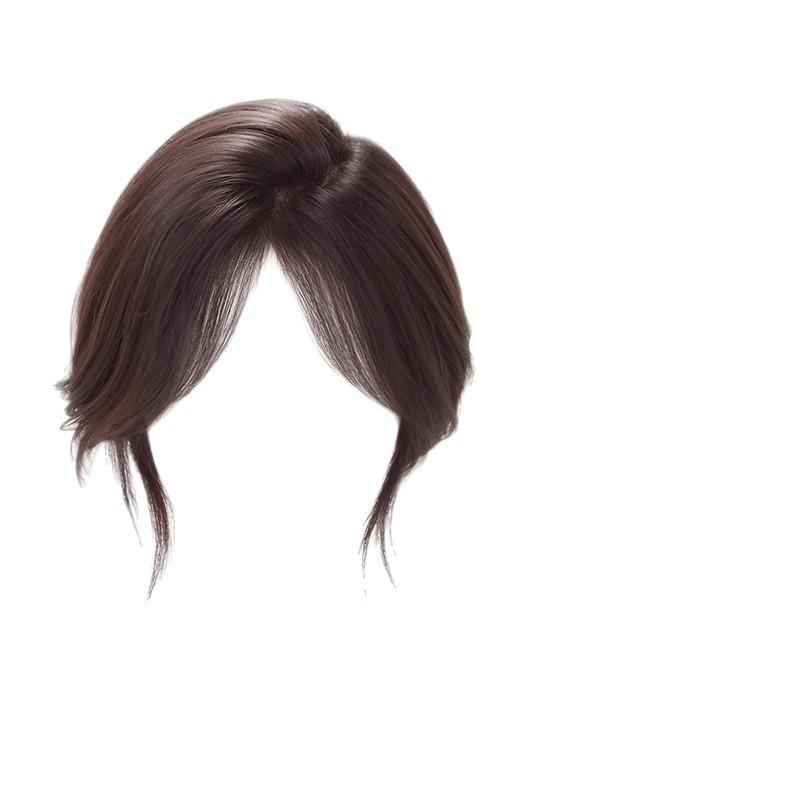 ヘアピース レディース 女性用 人毛 部分ウィッグ つむじ付き トップカバー 隠し 白髪隠し 医療用 円形脱毛症 軽薄 通気性 自然色 モカ色