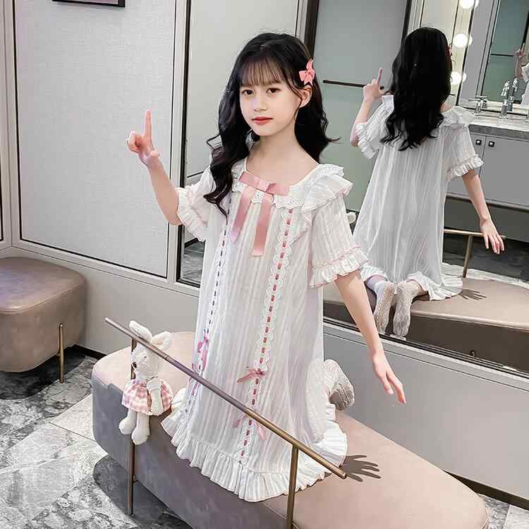 子供服 パジャマ 女の子 プリンセス かわいい 半袖 薄手 キッズ 接触冷感 ワンピース 部屋着 綿 ピンク系