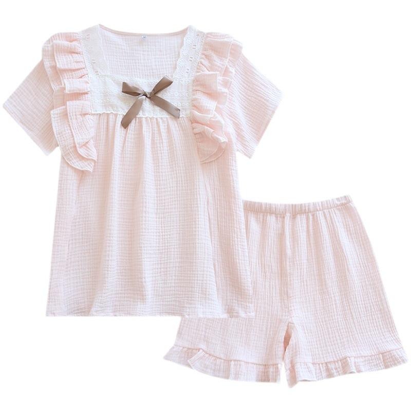 子供服 パジャマ 女の子 夏 レース かわいい プリンセス 薄手 キッズ ジュニア ガールズ ルームウェア 綿 コットン ピンク系 白 ホワイト グリーン 110 120 130 140 150 160