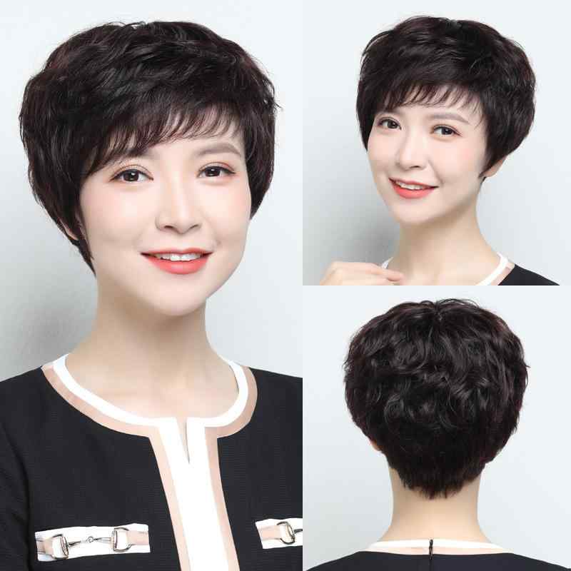 ウィッグ 女性用 ヘアピース 人毛100％ 自然 黒髪 茶髪 ショートヘア 通気性 軽量 薄毛 隠し 白髪 隠し 増毛 ボリュームアップ おしゃれ 普段使い おでかけ