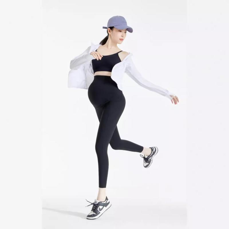 マタニティレギンス 春秋冬 ヨガパンツ シェイプアップ スキニーパンツ ポケット付き 抗菌 防ダニ ブラック グレー