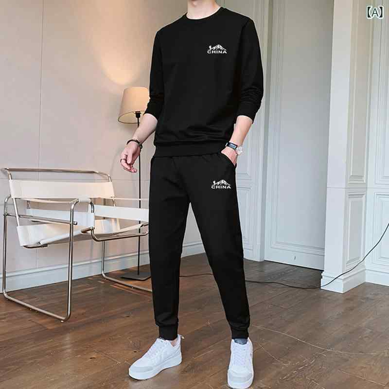 メンズ ティーシャツ セットアップ 成人男性用 流汗 上下仕掛ける 運動競技お召しもの お座敷着 綿織物 時間 黒いこと 白いこと 赤いこと 途轍も無い大いさ スーツ-メンズファッション
