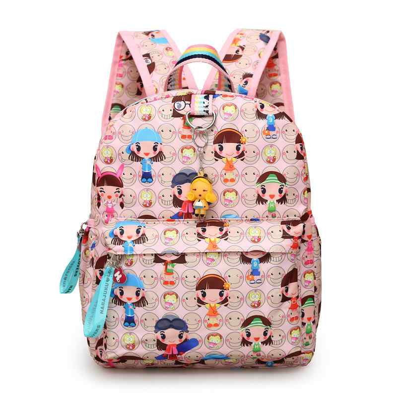 リュック キッズ かわいい 原宿 防水 ナイロン 女の子 子供 カートゥーン ピンク系 グレー 20-35L 14インチ 春夏 普段使い 旅行