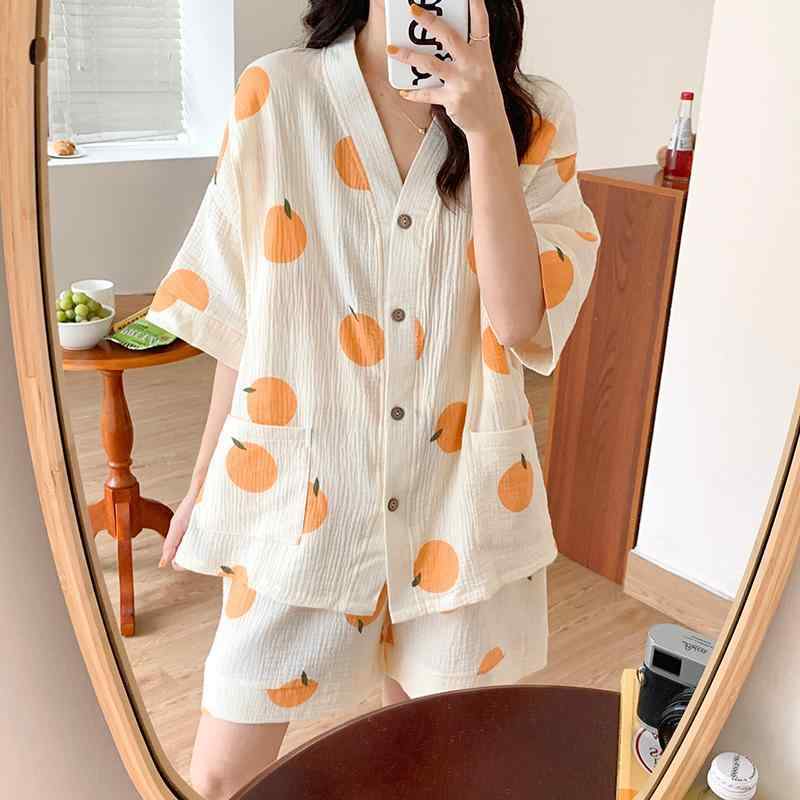 マタニティウェア 春夏 授乳服 セットアップ 産後 パジャマ 綿100％ 半袖 短パン 部屋着 接触冷感 ガーゼ シンプル