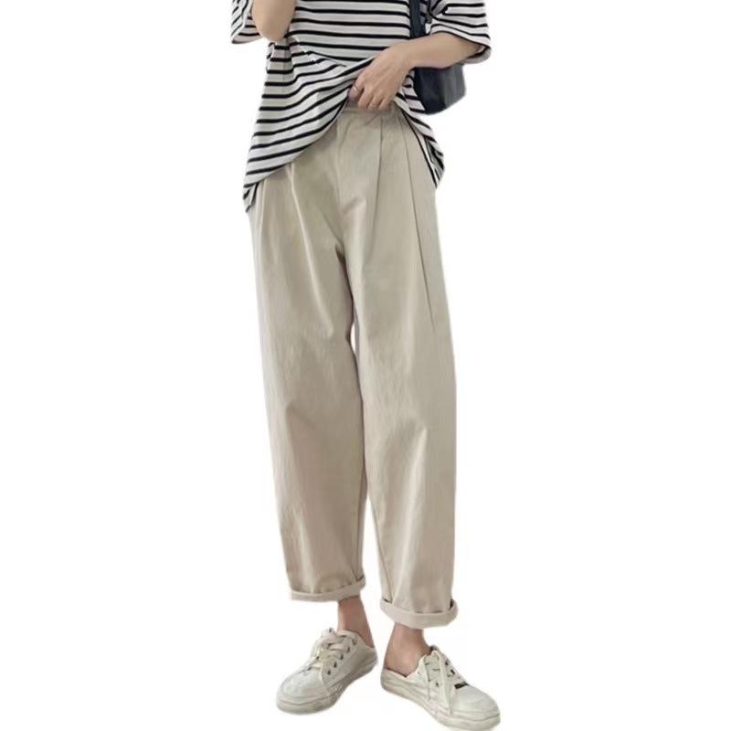 マタニティ パンツ 春物 妊婦 ズボン ゆったり 楽ちん ワイドレッグ カーゴパンツ 9分丈 ブラック ベージュ カーキ コットン ポリエステル 4,745円