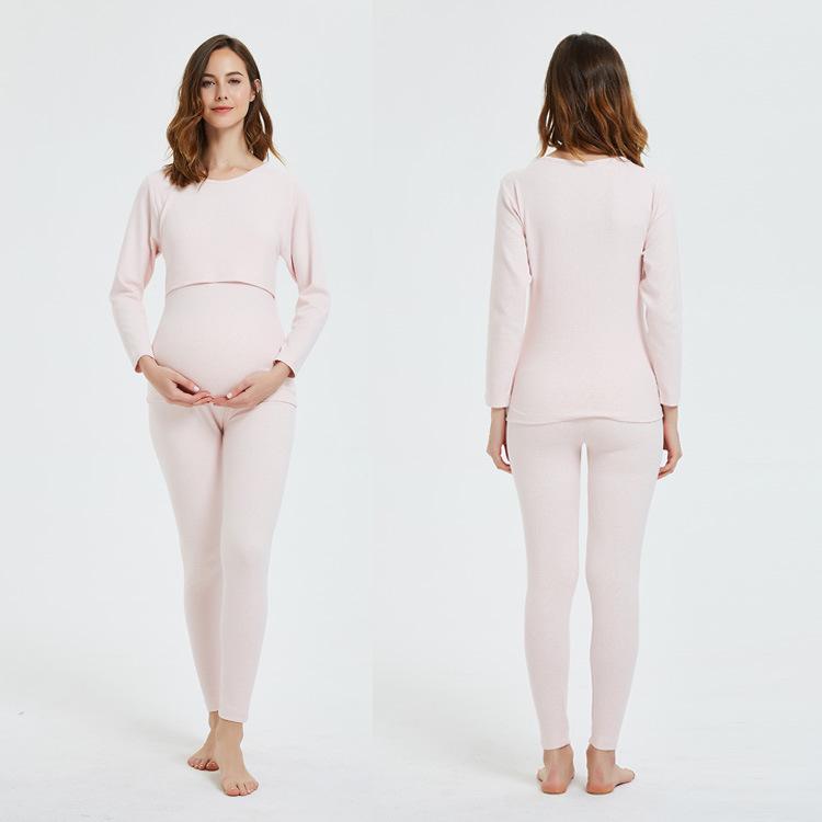 マタニティウェア 秋冬 厚手 授乳服 綿 上下セット 彩綿 部屋着 パジャマ ルームウェア 婦人用 長袖 あったか 暖かい