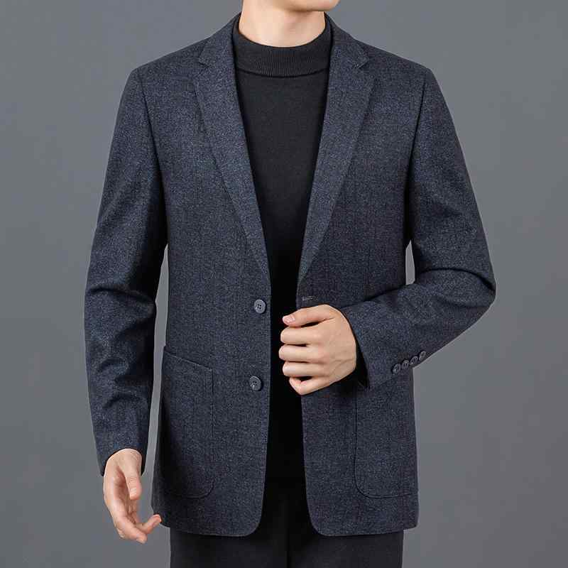 スーツ メンズ ウール ビジネス カジュアル 紳士服 厚手 暖かい 防シワ 無地 秋冬 男性用 アウター トップス グレー系｜Tanzan