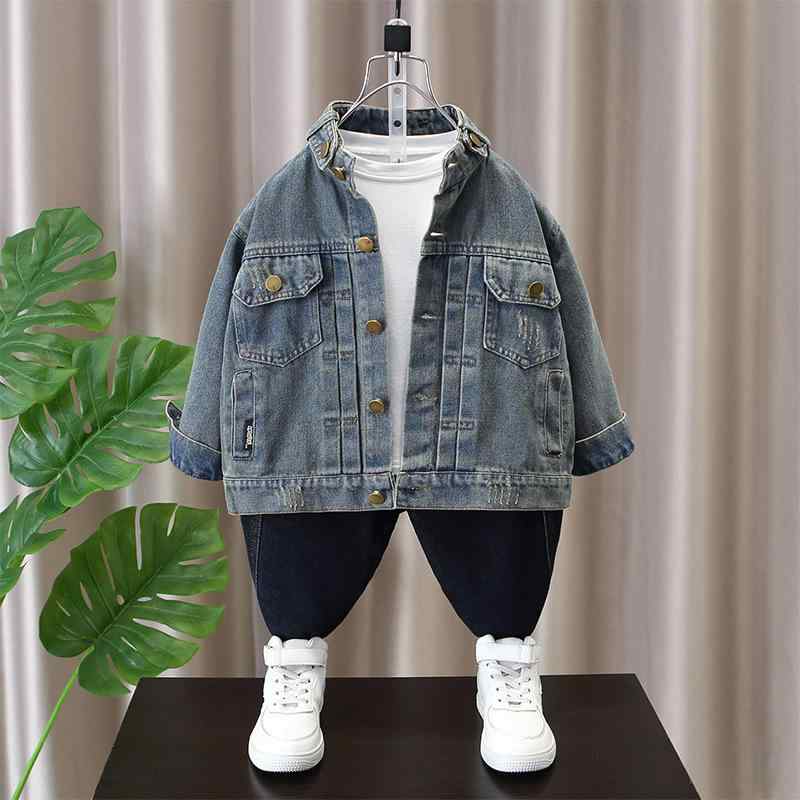 子供服 ジャケット 男の子 デニム 春秋 アウター 3歳 8歳 立襟 ブルゾン ボーイズ キッズ 普段使い 100cm 150cm 綿80% 通園