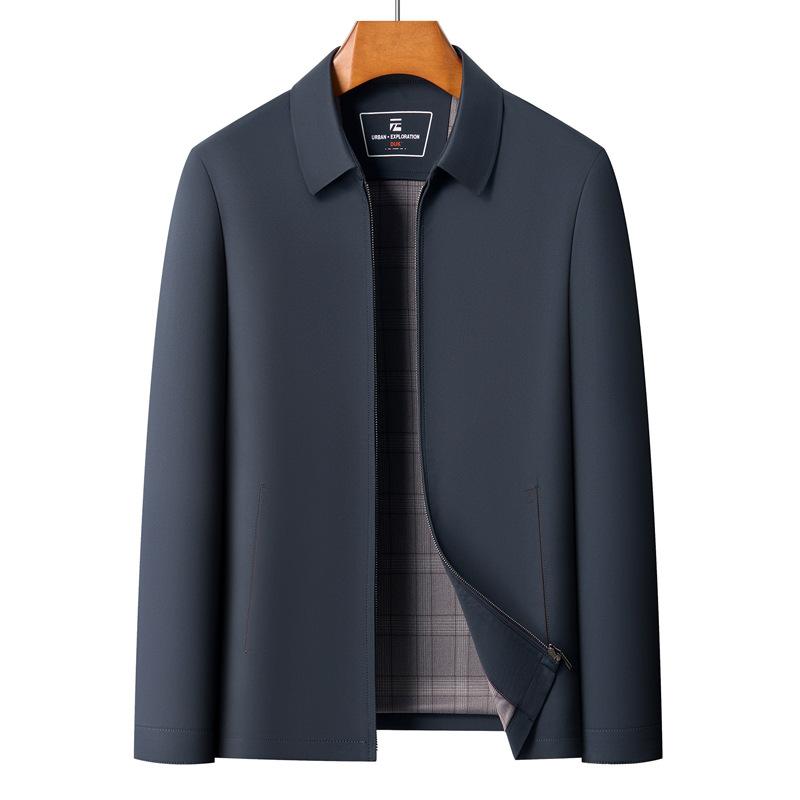 ジャケット 男性用 紳士服 ブルゾン ジャンパー アウター 翻 collar 襟付き 無地 ポリエステル 合物 普段使い ビジネス カジュアル スタイル シーズン 春秋|Tanzan