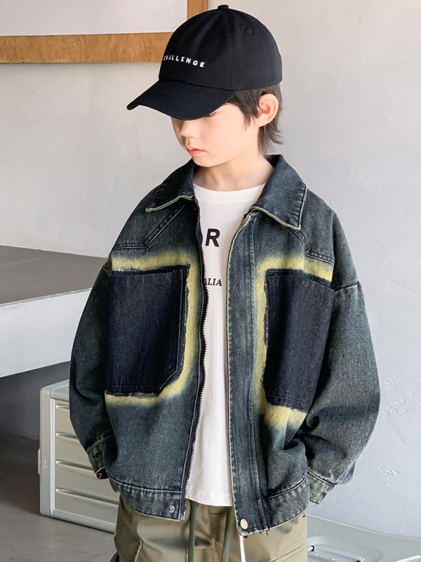 子供服 デニムジャケット 男の子 秋物 大童サイズ ゆったり カジュアル アウター 柔らかい 接触冷感 長袖 ブルー 120cm 130cm 140cm 150cm 160cm 170cm 4,856円