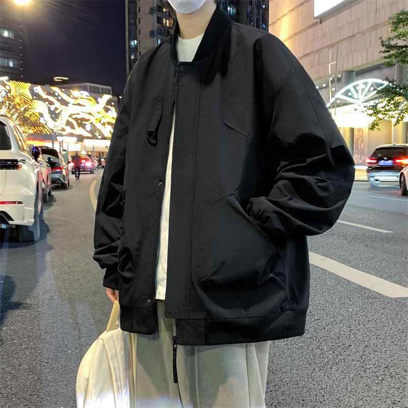上衣 メンズ 成人男性用 秋冬 裏起毛 飛翔上衣 ベイスボール服 気が大きい大きさ ゆったり 黒いこと 黒いこと カーキ 赤銅色 襟なし 普段使い走り 長袖