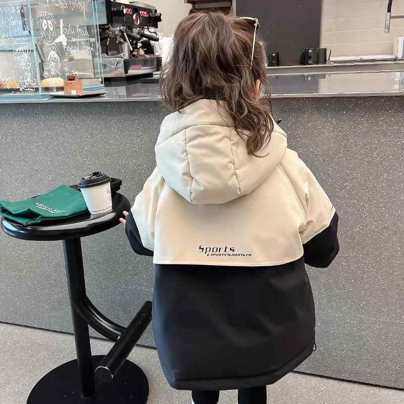 赤ちゃん服 ガールズ 中綿入り口・入口上衣 アウター 冬服 3歳 4歳 5歳 6歳 7歳 8歳 100糎 110糎 120糎 130糎 140糎 150糎 生あたたかい ポリエステル 黒いこと 愛くるしげ 心地よい