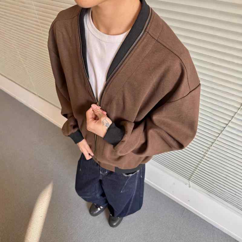ジャケット 男性用 レトロ スタイル ブルゾン ポリエステル 混紡 リラックスフィット 無地 長袖 春物 ライトアウター|Tanzan