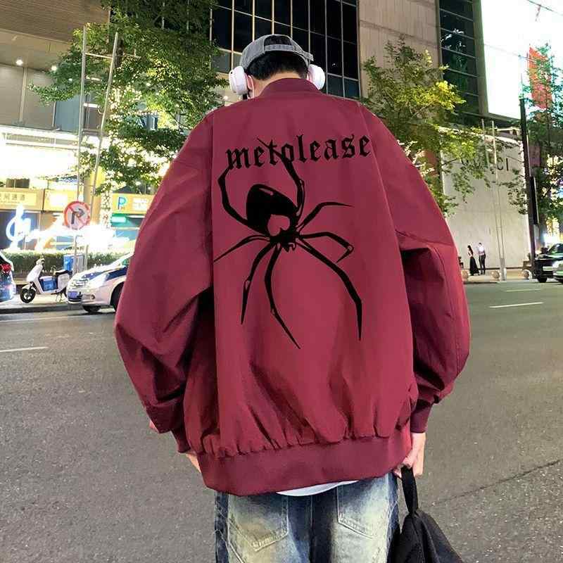 ジャケット 男性用 レトロ 酒 красный スパイダー 野球服 ブルゾン アウター 春秋 耐摩耗