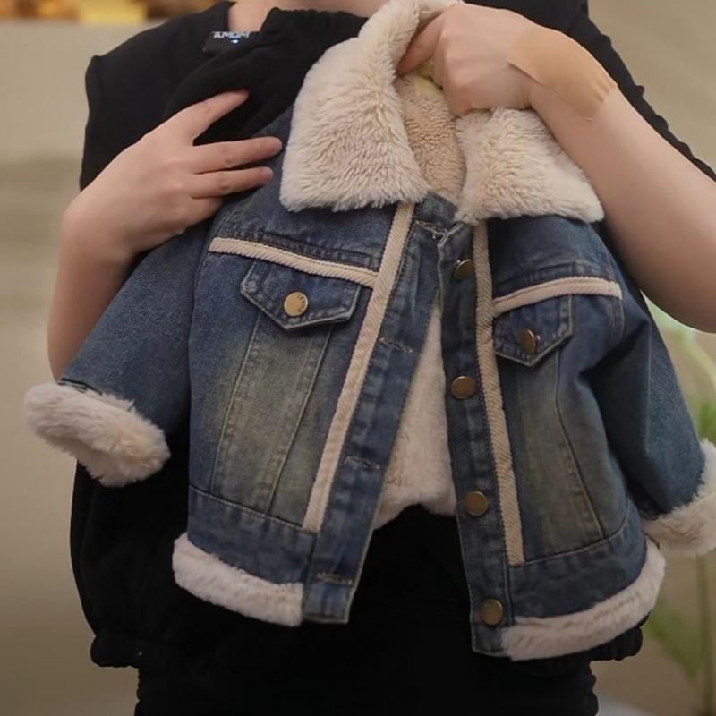キッズ 上衣 ジーンズ上衣 裏起毛 お坊っちゃん アウター ちびっ子服 Gジャン ジージャン 防寒着 朦々たる 90 100 120 130 140 150