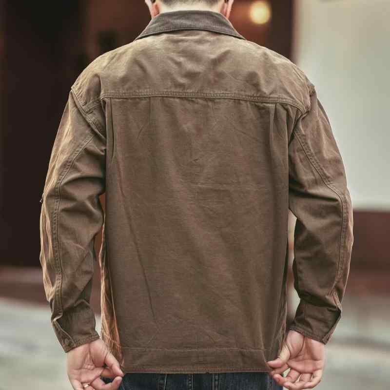 ジャケット 男性用 耐摩耗 翻襟 ライトアウター メンズ 大きいサイズ ゆったり 長袖 ワークジャケット ブルゾン グレー カーキ