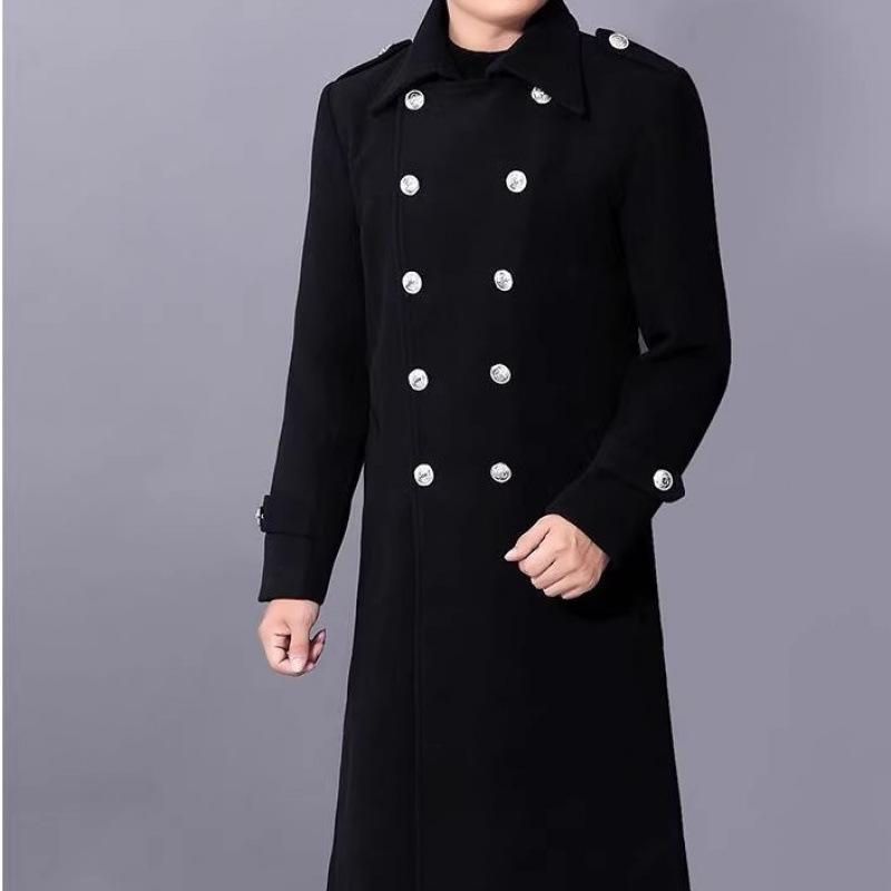 コート メンズ 男性用 ウール ロング丈 厚手 ビジネス カジュアル ダブルブレスト シングルブレスト 立ち襟 ポリエステル 秋冬|Tanzan