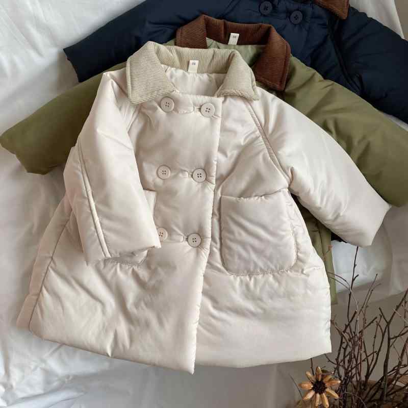 子供服 中綿入りコート キッズ 男女兼用 ピーコート ダブルボタン アウター 厚手 防寒 秋冬 80 90 100 110 120 130cm