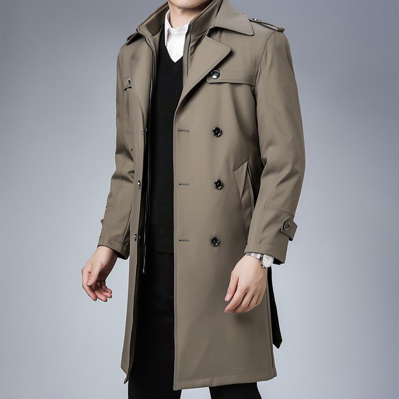 コート メンズ 男性用 ウール混紡 ダブルブレスト 中綿入り 取り外し可能 秋冬 無地 紳士服 ビジネス カジュアル ブラック ブルー カーキ 大きいサイズ