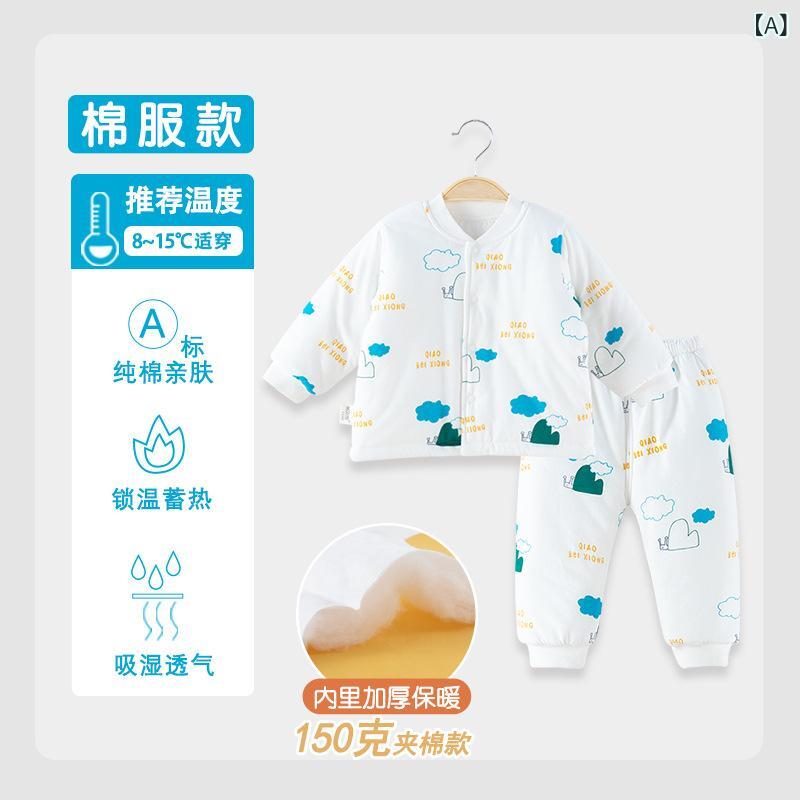 ベビー 厚手 中綿 セットアップ 男の子 女の子 子供服 綿 上下 2点 冬 暖か かわいい パジャマ 部屋着 星柄 アニマル